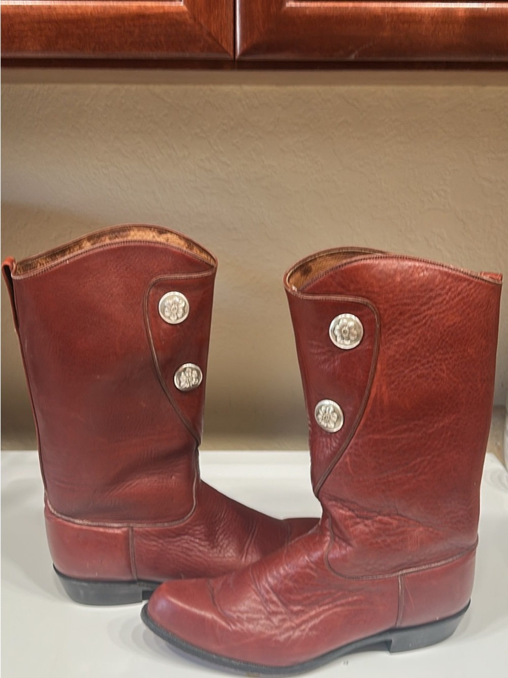 Tony Lama Burgundy Leather Cowboy Boots